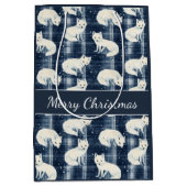 北極キツネ冬クリスマスタータンチェック格子模様2 ミディアムペーパーバッグ (正面)