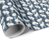 北極キツネ冬クリスマスタータンチェック格子模様2 ラッピングペーパー (ロールコーナー)