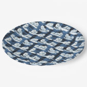 北極キツネ冬クリスマスタータンチェック格子模様 ペーパープレート (アングル)