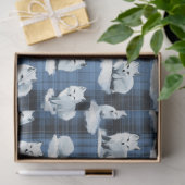 北極キツネ冬クリスマスタータンチェック格子模様 薄葉紙 (ギフト)