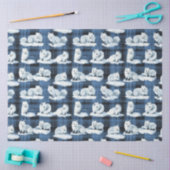 北極キツネ冬クリスマスタータンチェック格子模様 薄葉紙 (クラフト)