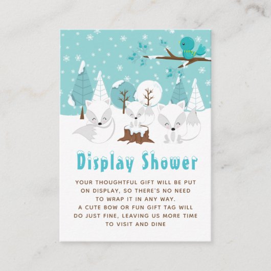 北極キツネ冬ワンダーランドディスプレイベビーシャワー エンクロージャーカード (正面)