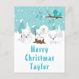 北極キツネ冬ワンダーランドメリークリスマス シーズンポストカード