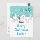 北極キツネ冬ワンダーランドメリークリスマス シーズンポストカード (正面/裏面)