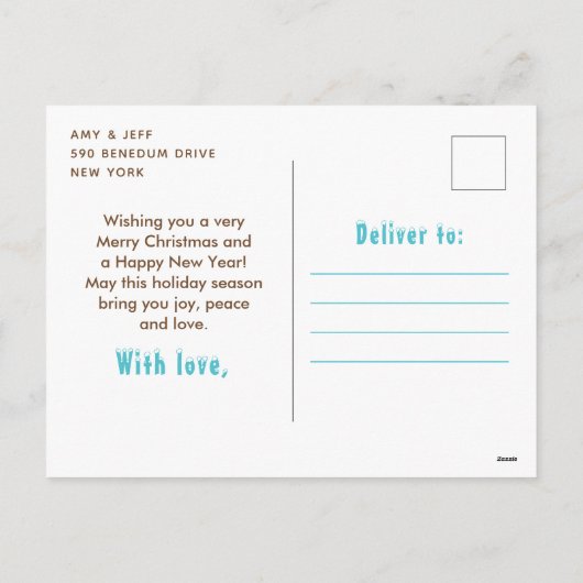 北極キツネ冬ワンダーランドメリークリスマス シーズンポストカード (裏面)