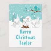 北極キツネ冬ワンダーランドメリークリスマス シーズンポストカード (正面)