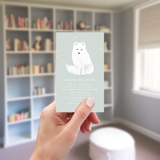 北極キツネ冬季ブルーベビーシャワー予約リクエスト エンクロージャーカード