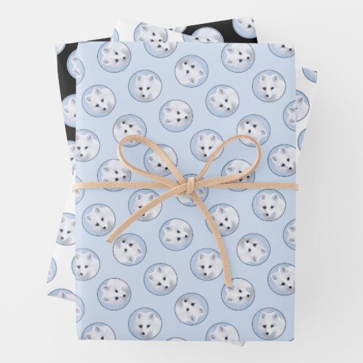 北極キツネ冬絵を描のオリジナル野生生物アート ラッピングペーパーシート (インサイチュ)