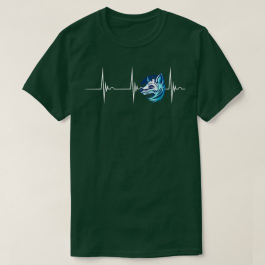 北極キツネ南極北極キツネ恋人ハートビートE Tシャツ (デザイン正面)