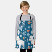 北極キツネ幾何カラフルカスタム エプロン (着用した状態)