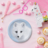 北極キツネ絵画のオリジナル野生生物芸術 ペーパープレート (パーティー)