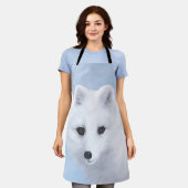 北極キツネ絵画ズ – オリジナル野生生物アート エプロン (着用した状態)