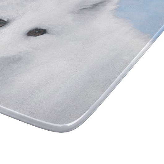 北極キツネ絵画ズ – オリジナル野生生物アート カッティングボード (角)