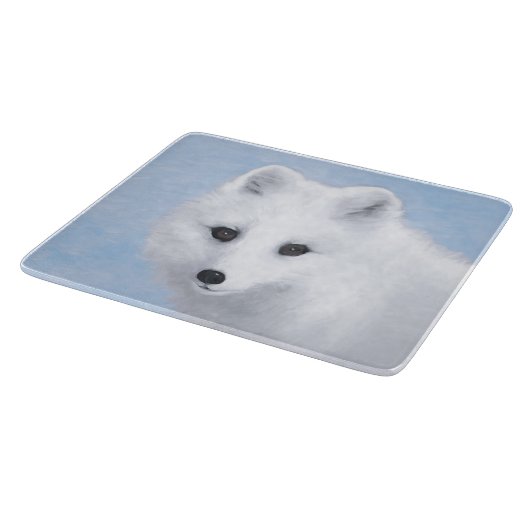 北極キツネ絵画ズ – オリジナル野生生物アート カッティングボード (角)