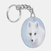 北極キツネ絵画ズ – オリジナル野生生物アート キーホルダー (正面左)