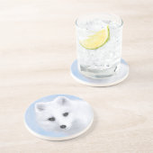 北極キツネ絵画ズ – オリジナル野生生物アート コースター (側面)