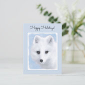 北極キツネ絵画ズ – オリジナル野生生物アート シーズンポストカード (スタンド正面)