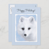 北極キツネ絵画ズ – オリジナル野生生物アート シーズンポストカード (正面/裏面)