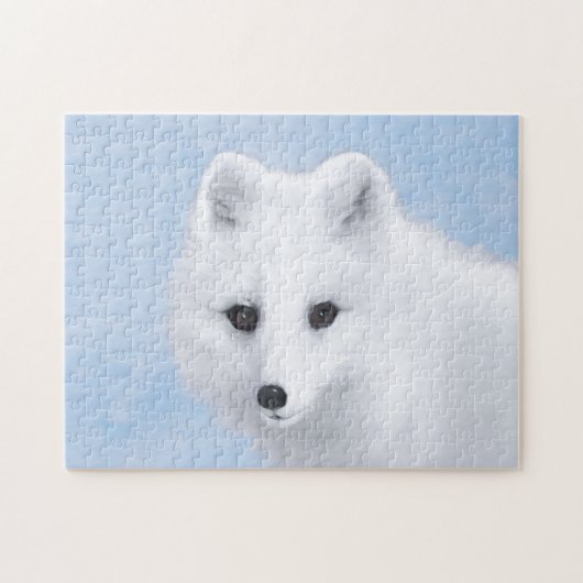北極キツネ絵画ズ – オリジナル野生生物アート ジグソーパズル (横)