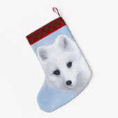 北極キツネ絵画ズ – オリジナル野生生物アート スモールクリスマスストッキング (裏面 (吊り時))
