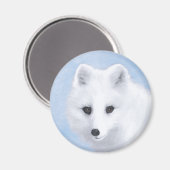 北極キツネ絵画ズ – オリジナル野生生物アート マグネット (正面/裏面)