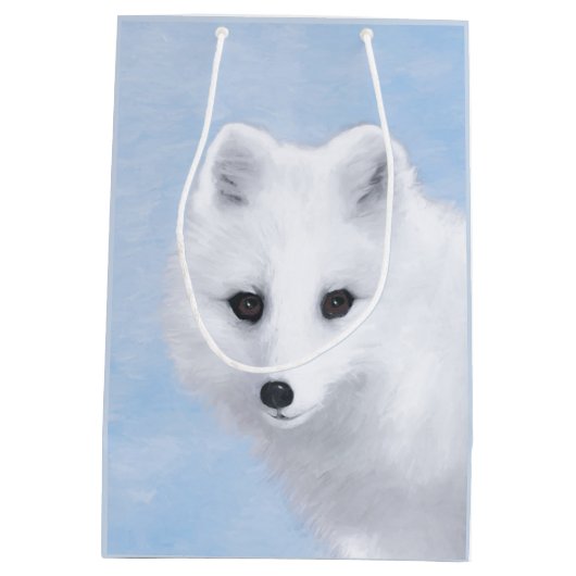 北極キツネ絵画ズ – オリジナル野生生物アート ミディアムペーパーバッグ (裏面)