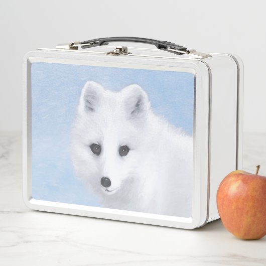 北極キツネ絵画ズ – オリジナル野生生物アート メタルランチボックス (インサイチュ)