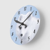 北極キツネ絵画ズ – オリジナル野生生物アート ラウンド壁時計 (傾斜)