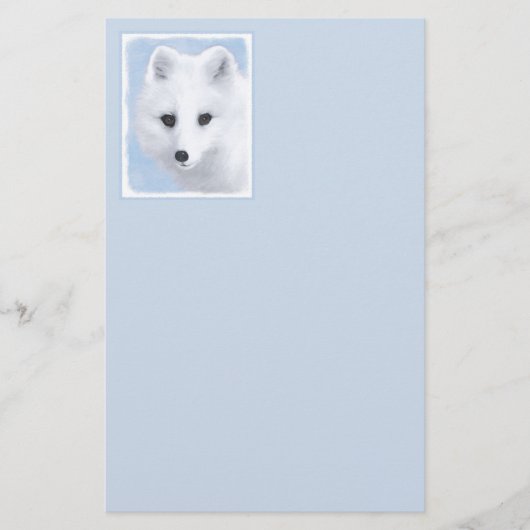 北極キツネ絵画ズ – オリジナル野生生物アート 便箋 (正面)