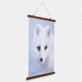 北極キツネ絵画ズ – オリジナル野生生物アート 吊り下げ型タペストリー (傾斜あり)