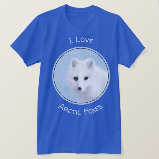 北極キツネ絵画ズ – オリジナル野生生物アート Tシャツ (デザイン正面)