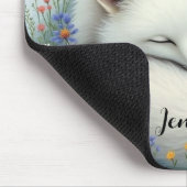 北極キツネ野生の花で眠パーソナライズされたる マウスパッド (コーナー)