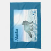 北極キツネ – アラスカ切手 キッチンタオル (縦)