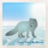 北極キツネ ガラスコースター (正面)