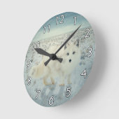 北極キツネ ラウンド壁時計 (傾斜)