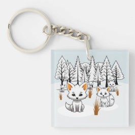 北極キツネ – 冬の風景 キーホルダー