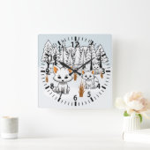 北極キツネ – 冬の風景 スクエア壁時計 (ホーム)