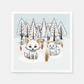 北極キツネ – 冬の風景 スタンダードカクテルナプキン (正面)