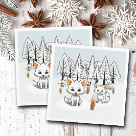 北極キツネ – 冬の風景 スタンダードカクテルナプキン