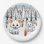 北極キツネ – 冬の風景 ペーパープレート (正面)