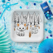 北極キツネ – 冬の風景 ペーパープレート (パーティー)