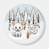 北極キツネ – 冬の風景 マグネット (正面)