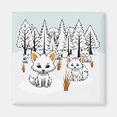 北極キツネ – 冬の風景 マグネット (正面)