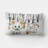 北極キツネ – 冬の風景 ランバークッション (裏面)