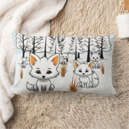 北極キツネ – 冬の風景 ランバークッション