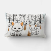 北極キツネ – 冬の風景 ランバークッション (正面)