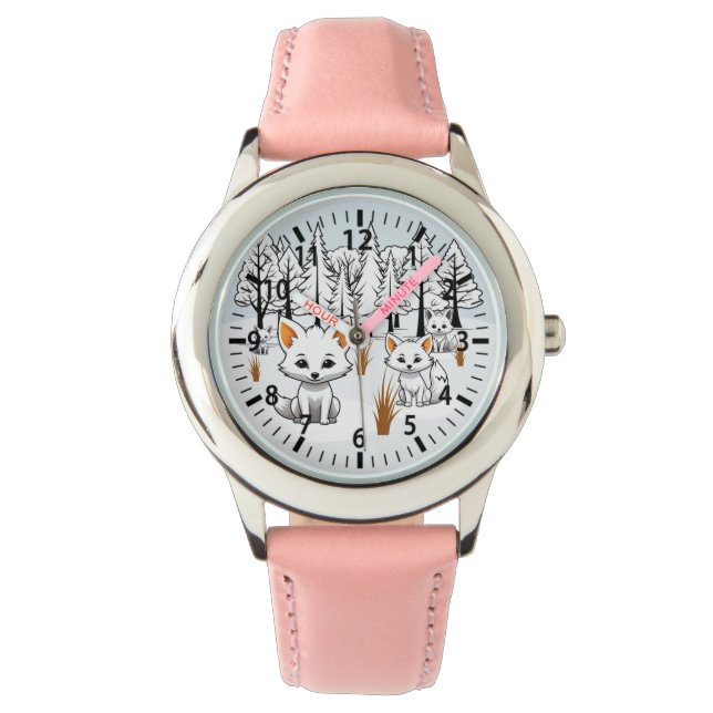 北極キツネ – 冬の風景 腕時計 (正面)
