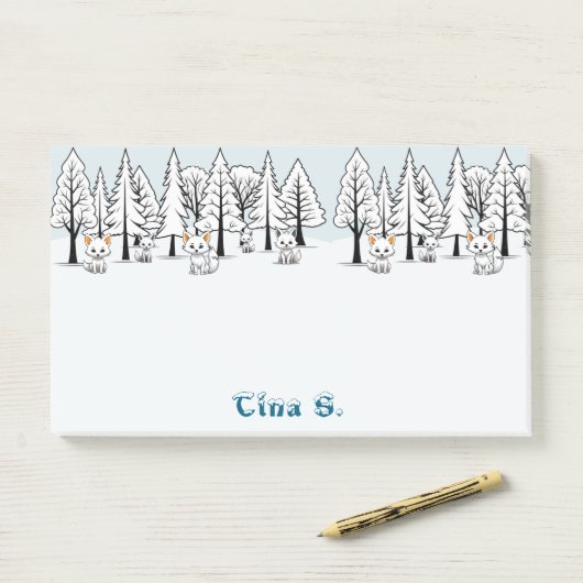 北極キツネ – 冬の風景 – 雪の文字 ポストイット (デスク)