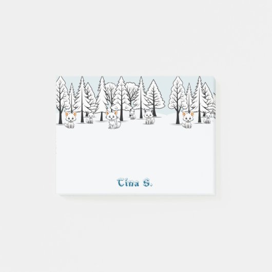 北極キツネ – 冬の風景 – 雪の文字 ポストイット (正面)