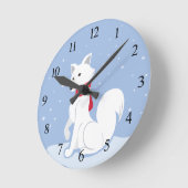 北極キツネ（数値） ラウンド壁時計 (傾斜)